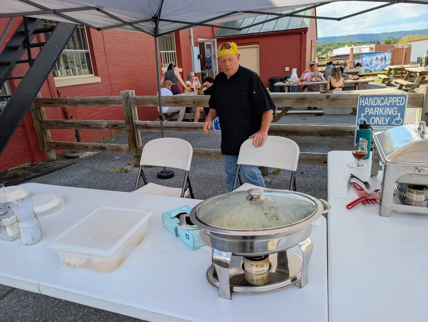 Set up for serving @hawksbillbrewingco . Come see us and all the great sales in downtown Luray today!
#visitluraypageva #outfrontluray #downtownlurayva #popup