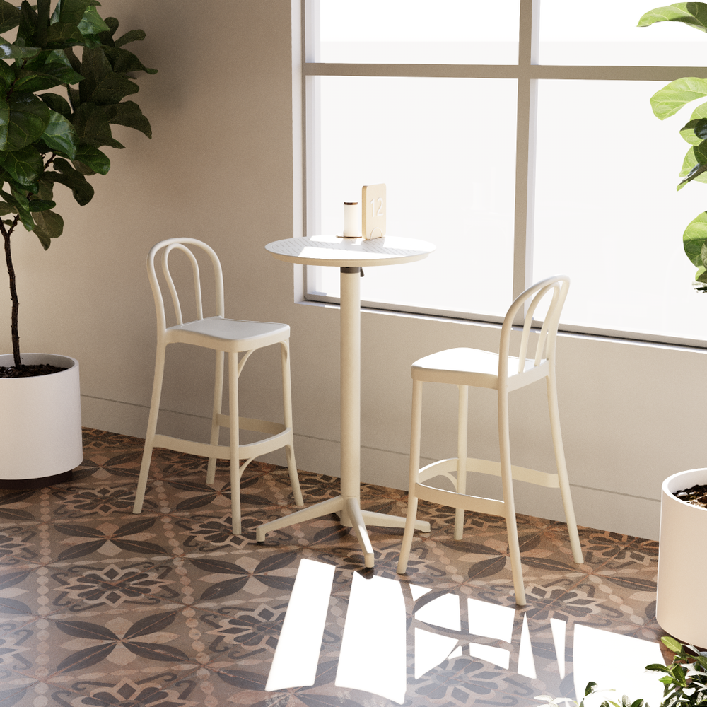 SOZO BAR STOOL | Color: Ivory White | Bar Table Moon 60cm | Color: Ivory White
