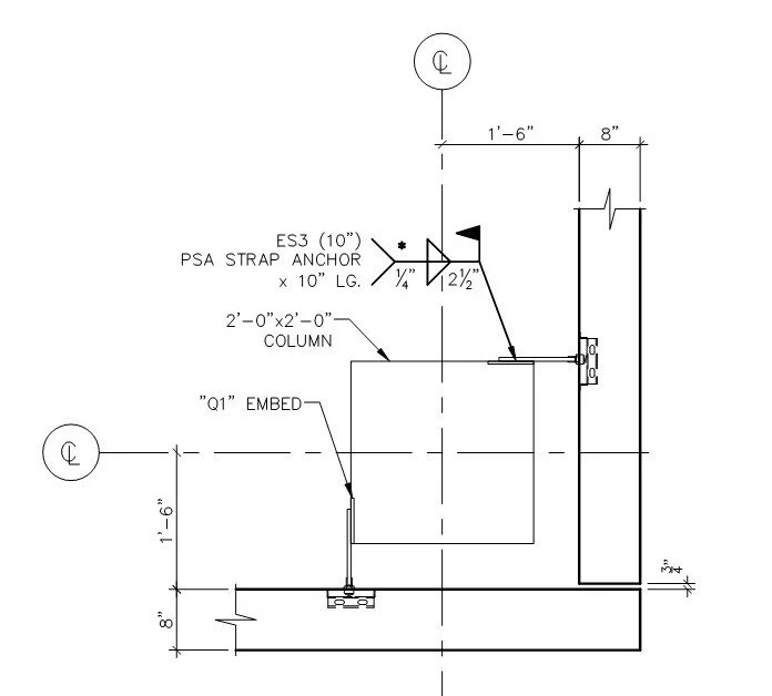 PSA to Concrete Column Corner