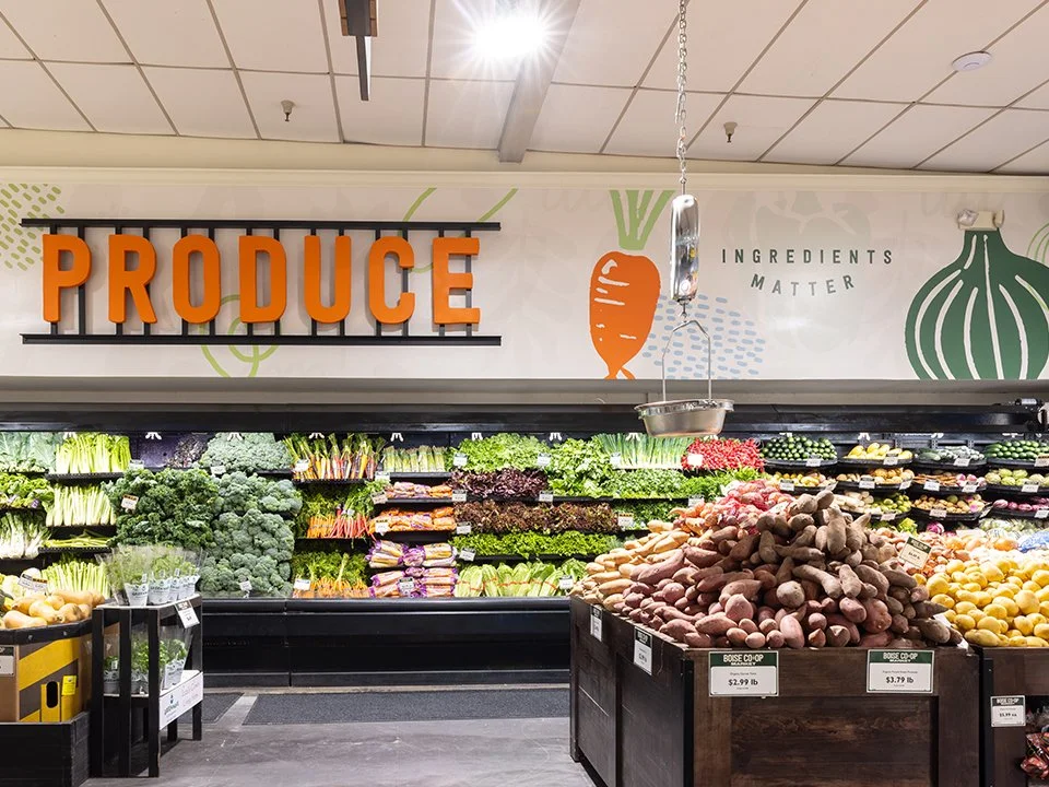 Produce section at grocery store