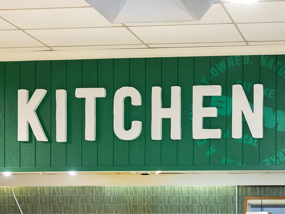 Kitchen sign at grocery store