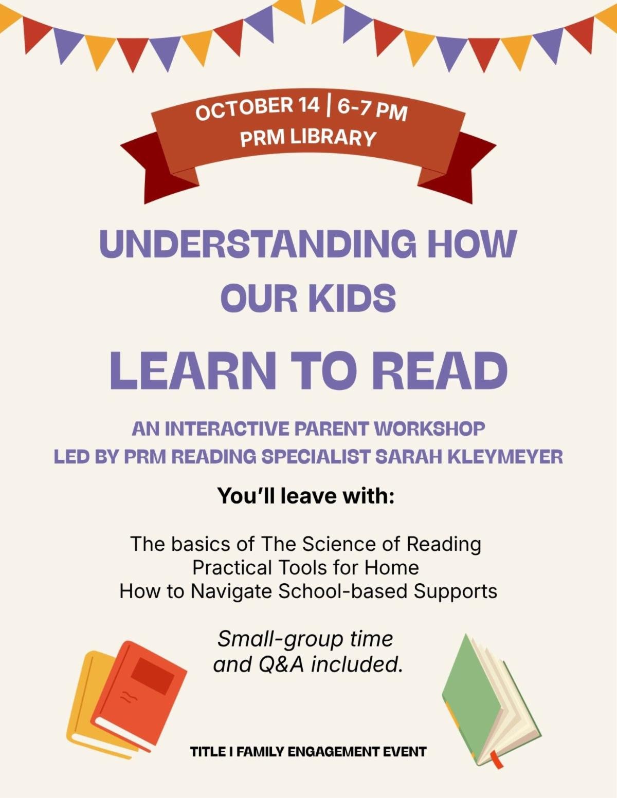 Parent Workshop: Understanding How Kids Learn to Read with CPS