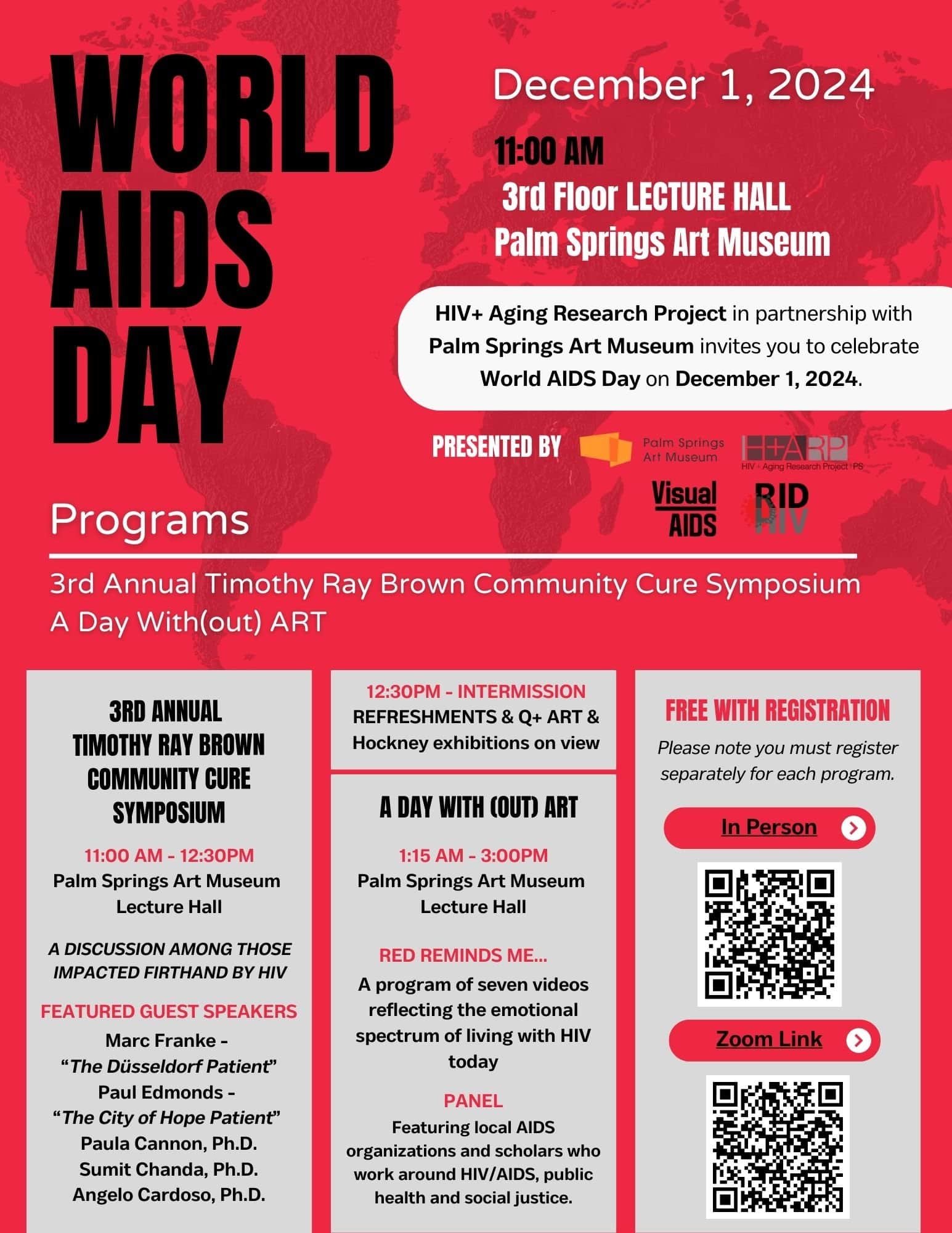 World AIDS Day 2024 Event Flyer for the HIV+ Aging Research Project