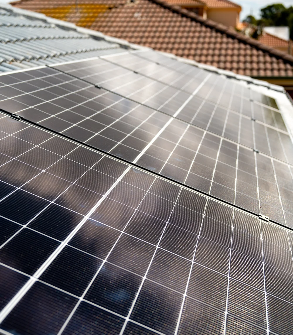 Aerial view of Rob's home with solar panels