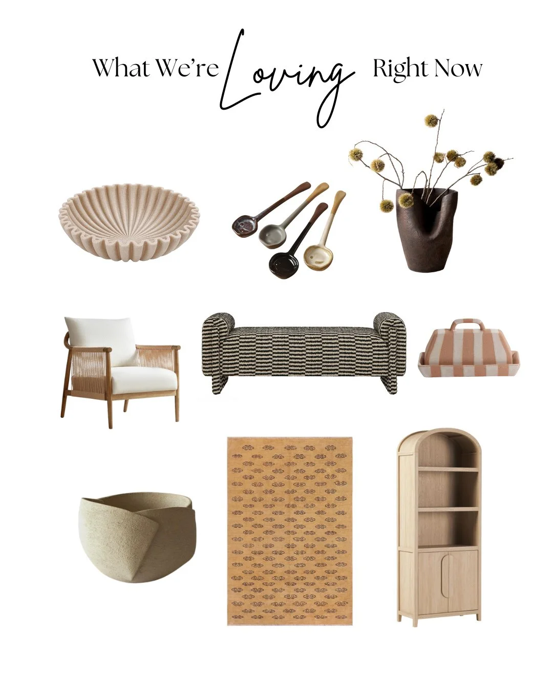 ✨ What We&rsquo;re Loving Right Now ✨ Just came out in today's newsletter!⁠
⁠
This season is all about organic forms, artisan textures, and pieces that bring warmth and soul into the home. From sculptural vases and hand-thrown bowls to soft woven tex