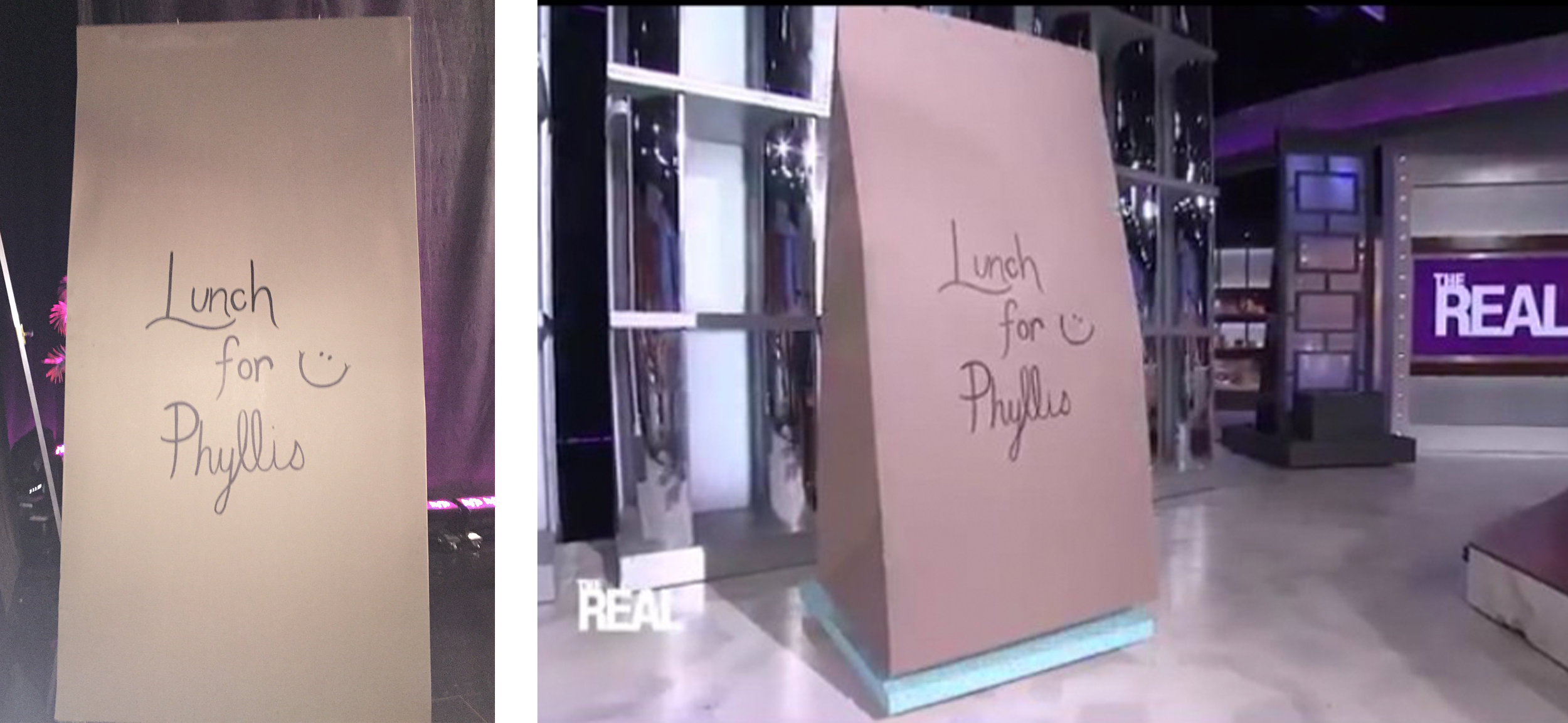 Giant lunchbag writing