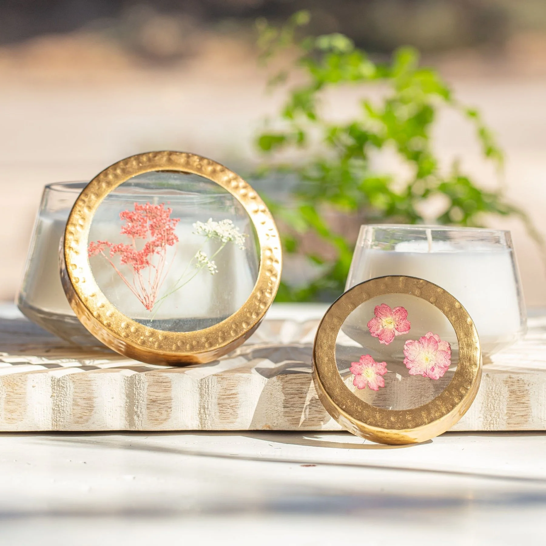 Rosy Rings "Spicy Apple' Pressed Floral Candle