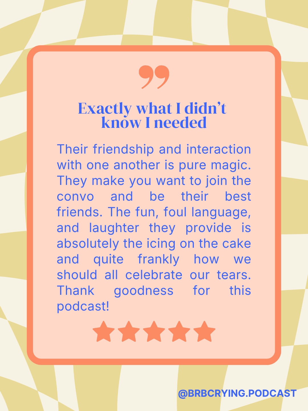 Review that says "exactly what I didn't know I needed: Their friendship and interaction with one another is pure magic. They make you want to join the convo and be their best friends. The fun, foul language, and laughter they provide..."