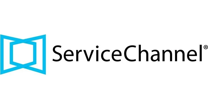 ServiceChannel logo featuring a blue geometric shape next to the brand name in black text.