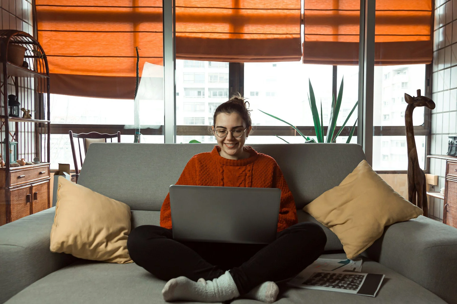 woman typing on computer