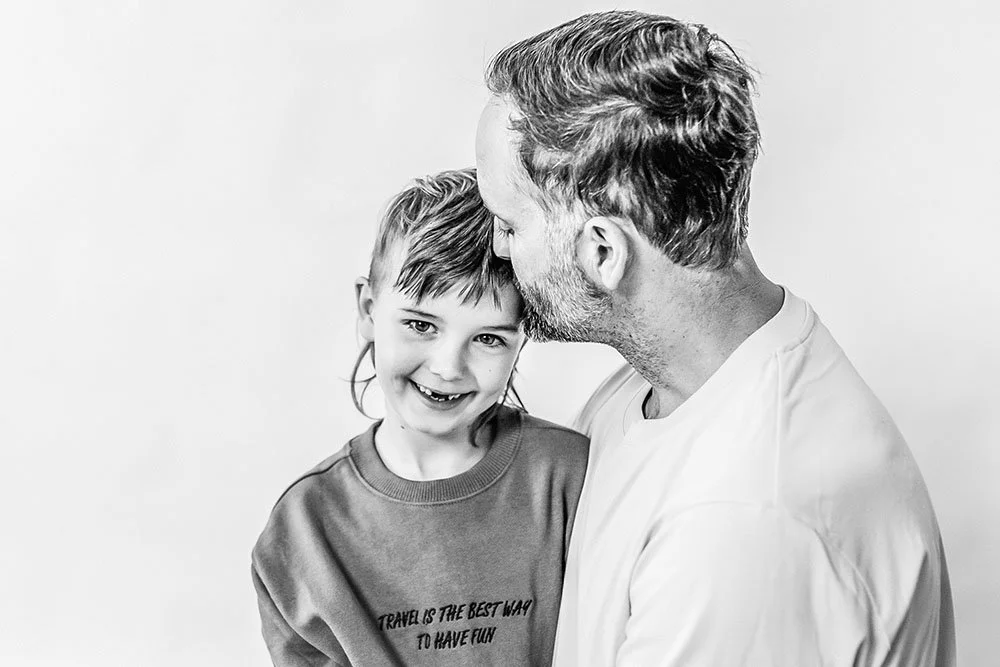 Father and son at photography studio session