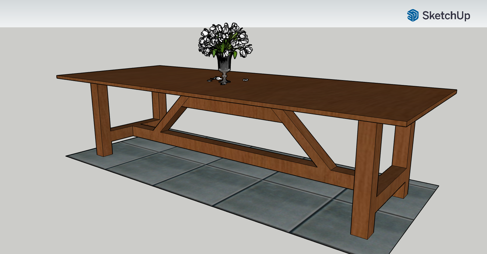 dinning table using sketchup designed by dadowoodworking.