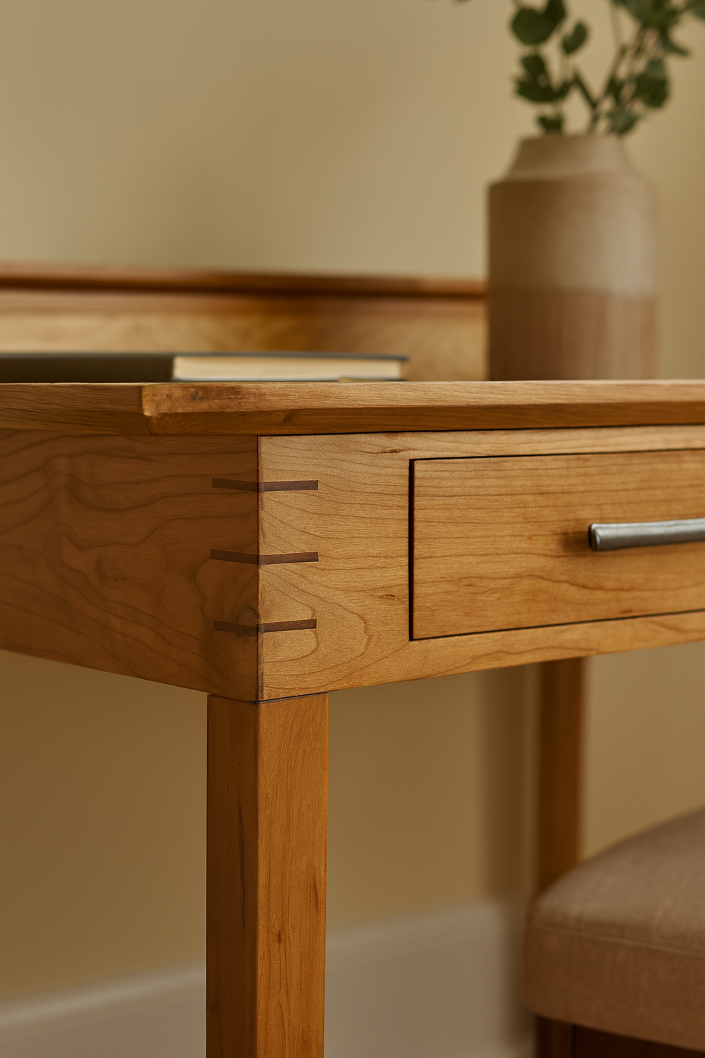 Ash wood desk with ample storage