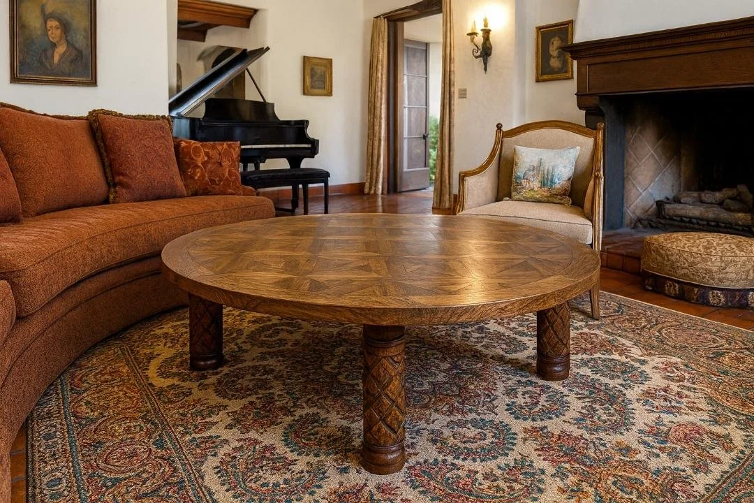 Pecan wood oval coffee table