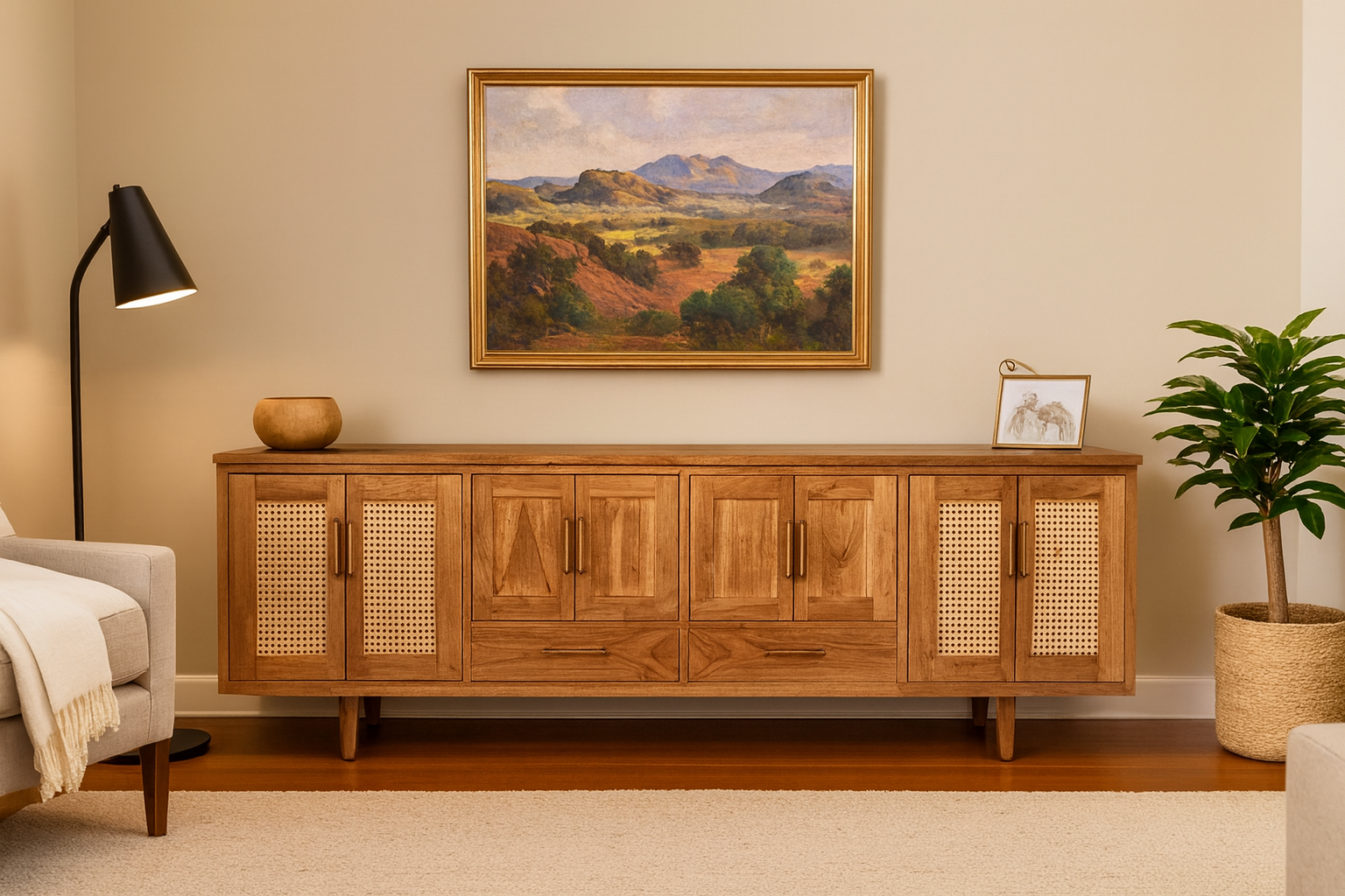 Cherry wood console table