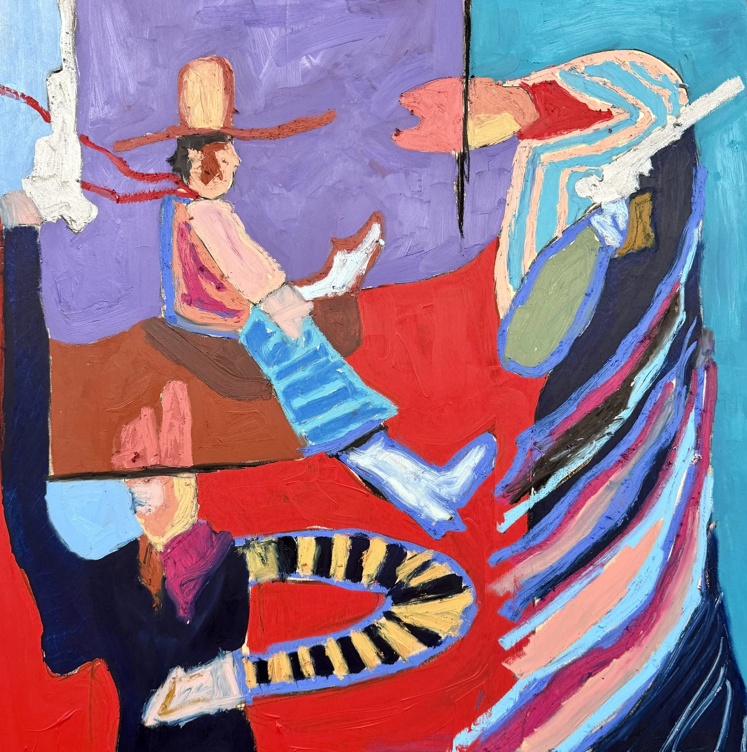 "Locked and Loaded"
24x24
Oil and oil stick on birch panel