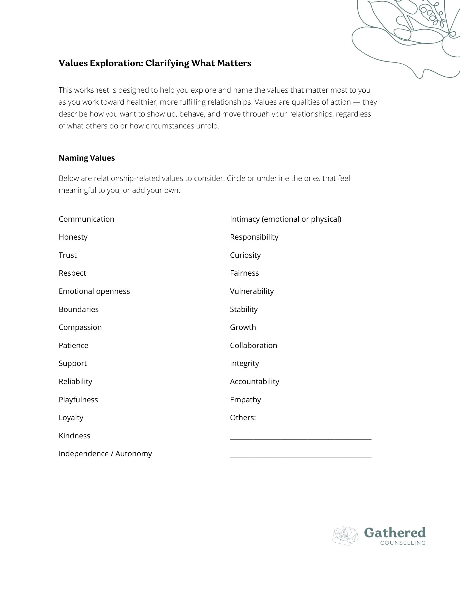 Values Exploration: Relationships
