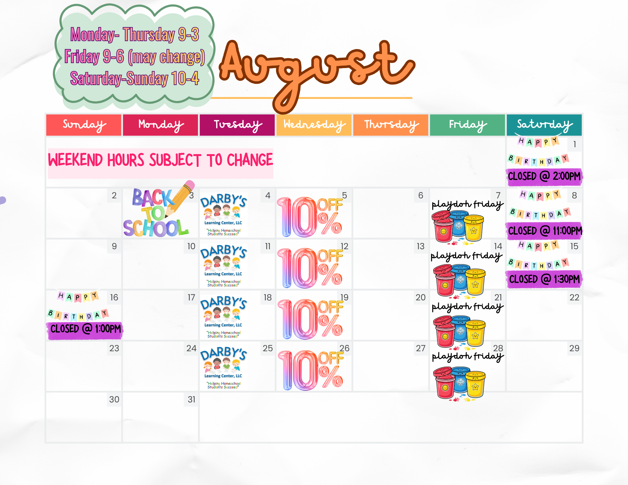 August Calendar