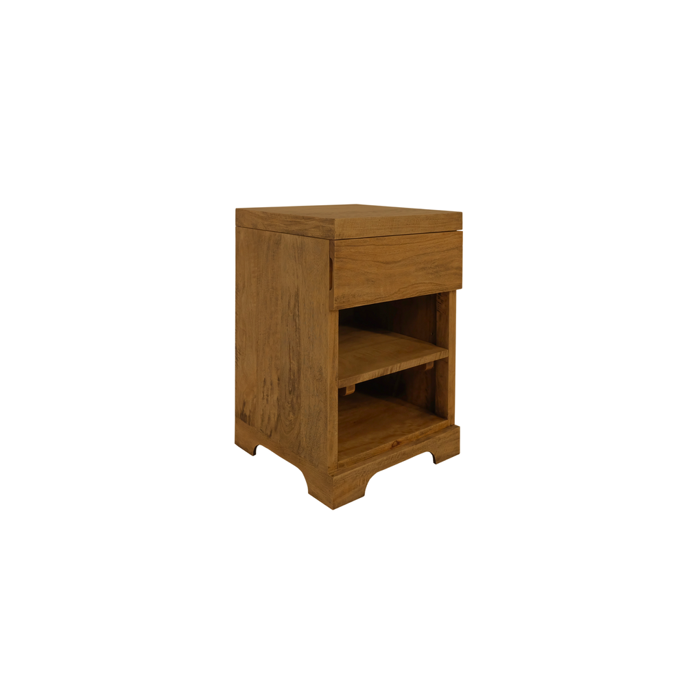 tobacco nightstand Rollins Rustic and Dark Bronze 2-drawer geometric ridges designed on one of the drawers Napali Tobacco One Drawer Nightstand