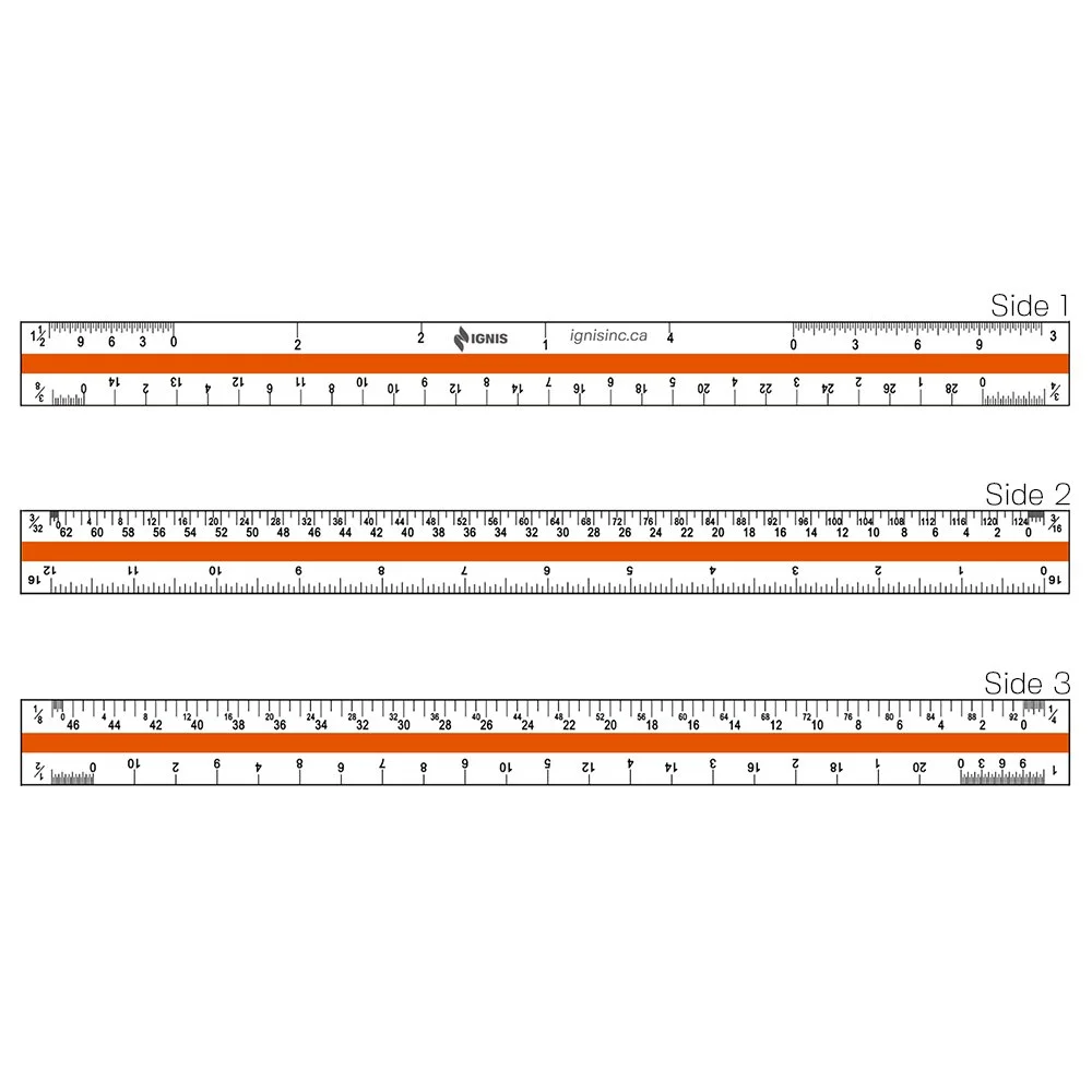 triangular scale ruler, engineers ruler, architects ruler