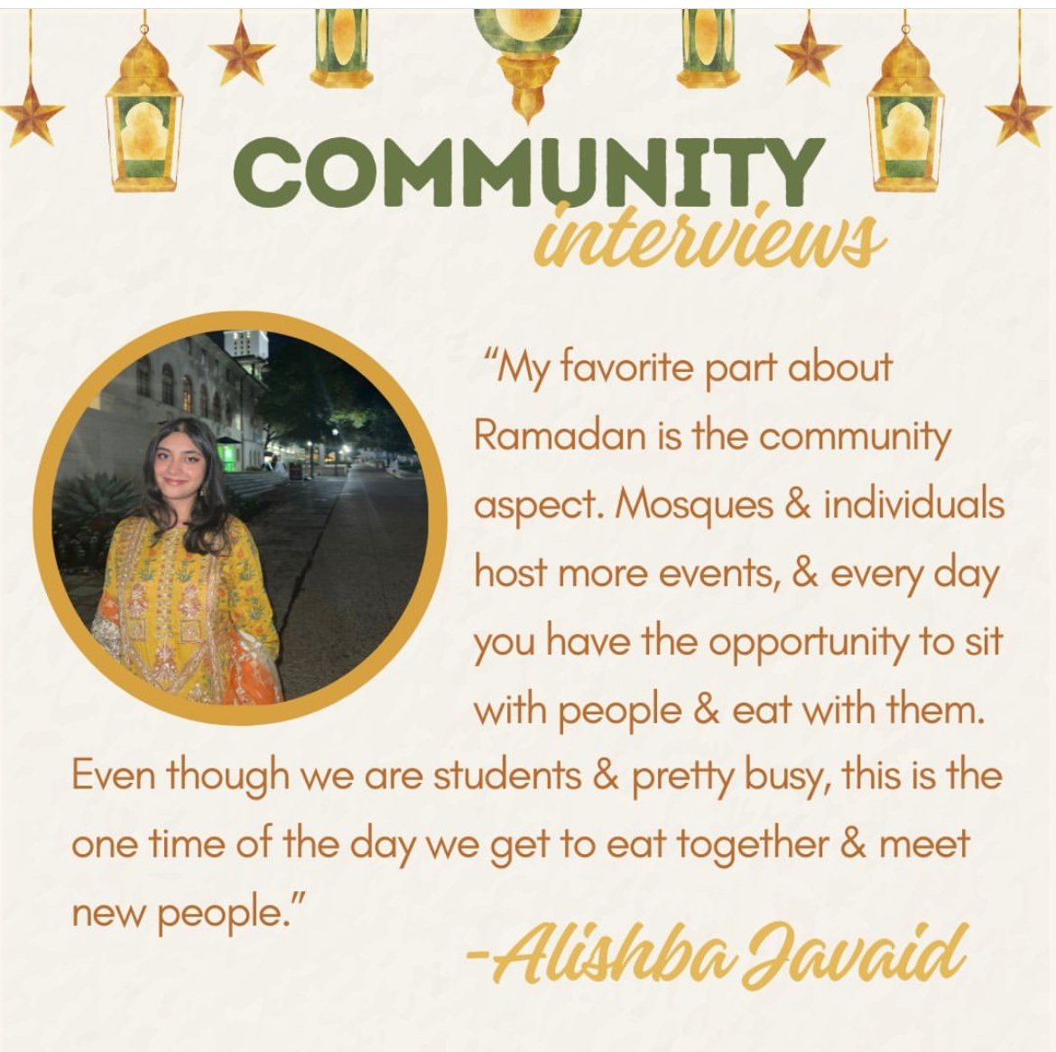 Featured in an Asian Mental Health post about celebrating Ramadan as a college student- AACHI (Austin Asian Community Health Initiative) 