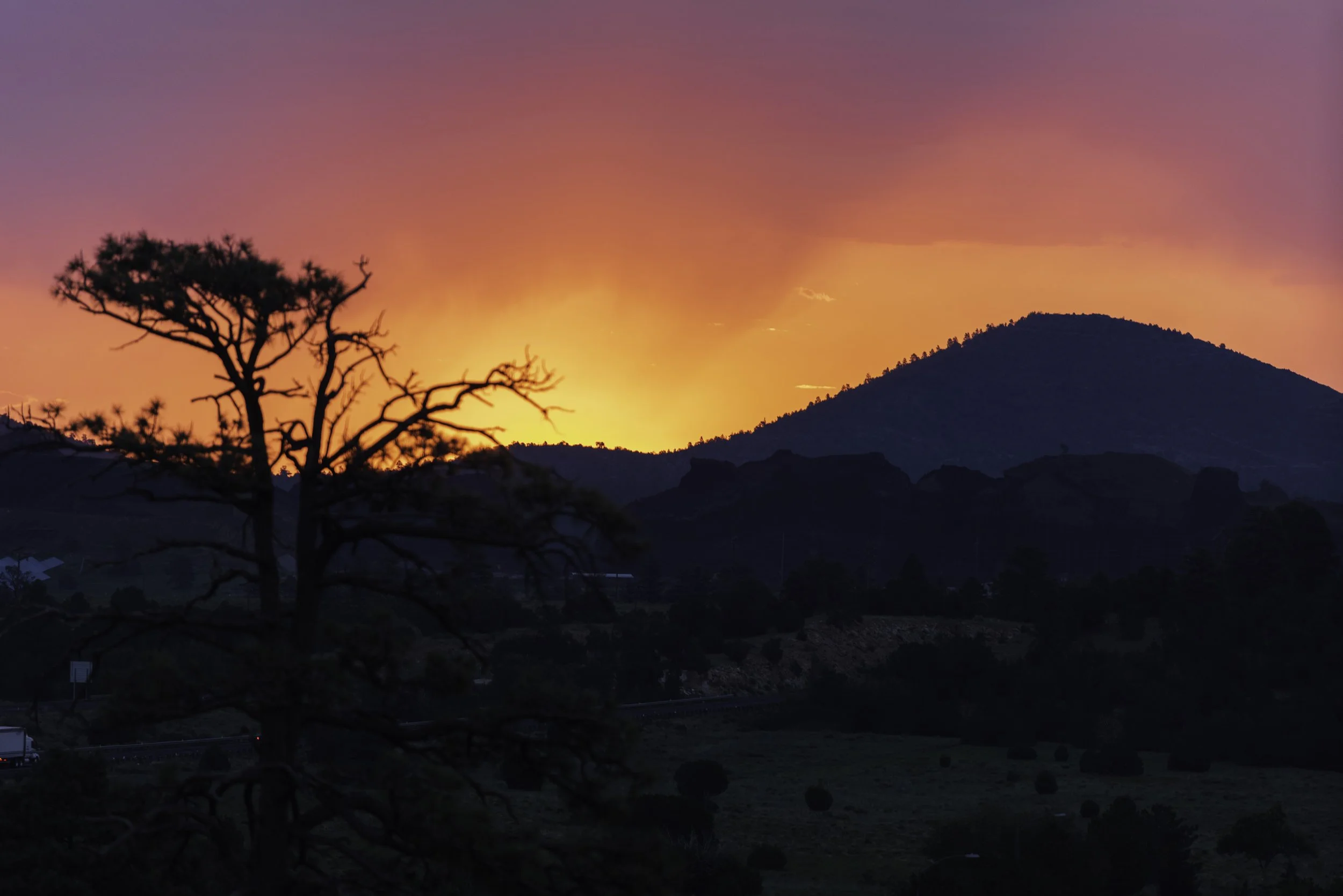 Sunrise through purple clouds, Flagstaff Arizona