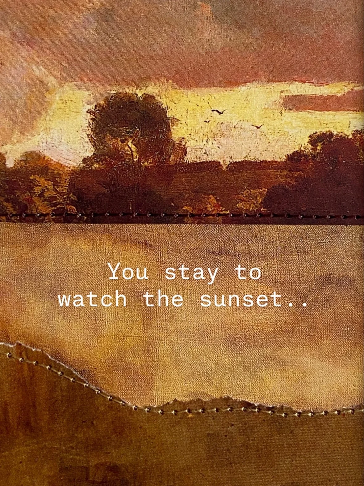 // It is spectacular!
You catch your breath as you are amazed by the intensity of the colours moving through yellow, orange, pink, red &amp; plum to black. 
The beauty of colour &amp; light lasts only minutes. And then it&rsquo;s gone.
That sunset li