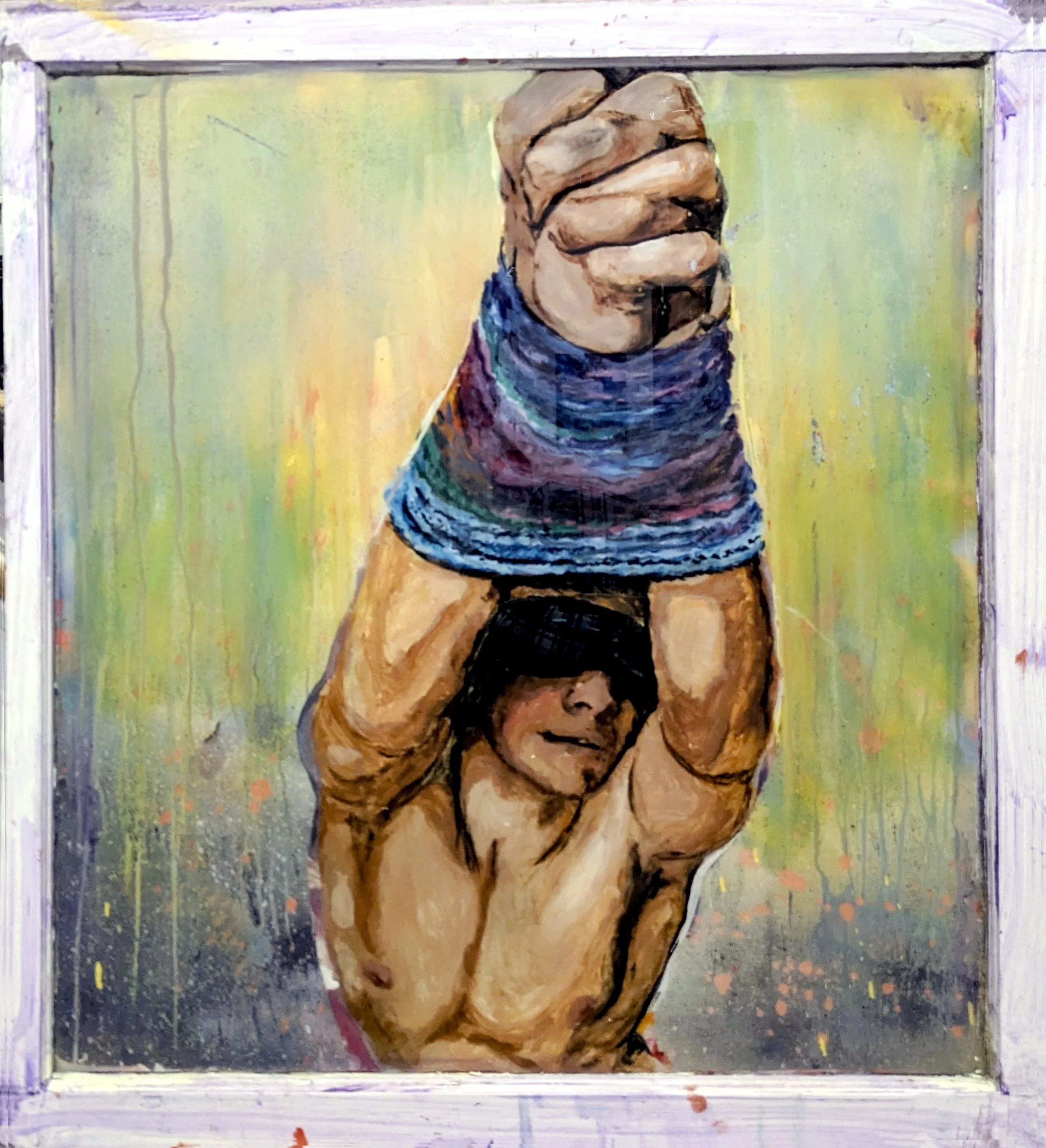 CONVERSION THERAPY 30X30 ACRYLIC REVERSE GLASS PAINTING $800