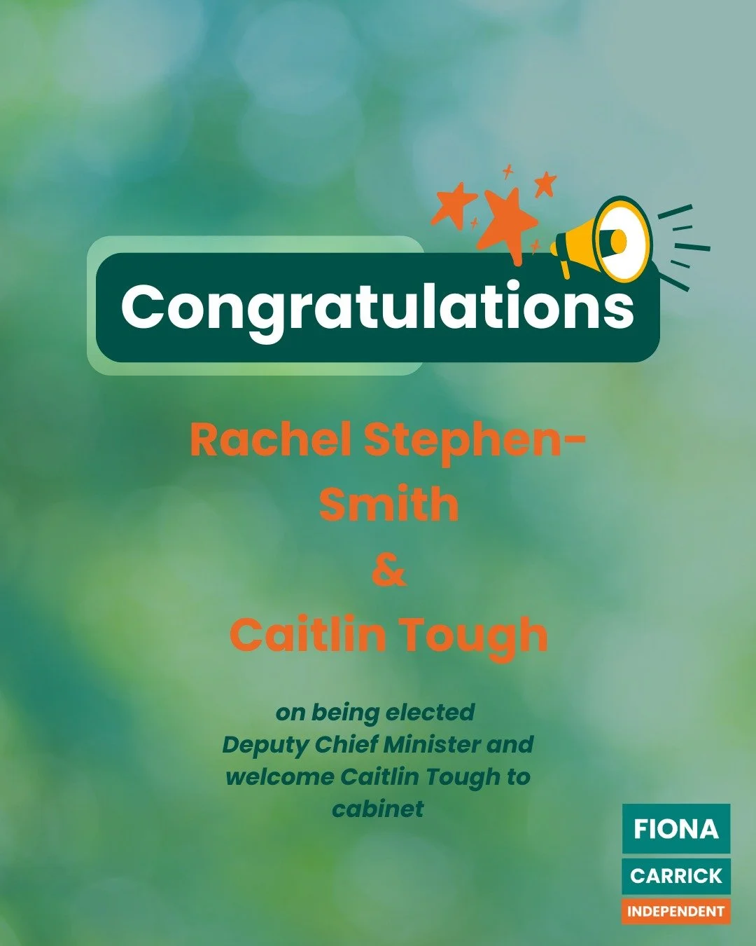 Congratulations to Minister Sephen-Smith @rachelstephensmith on becoming Deputy Chief Minister today and congratulations to Minister Tough @caitlinforbrindabella for her new portfolios, Human Rights, Corrections, Community Services, Women, Seniors an