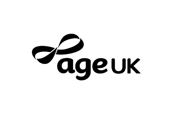 Black and white logo with an infinity symbol and the text 'age uk' underneath.