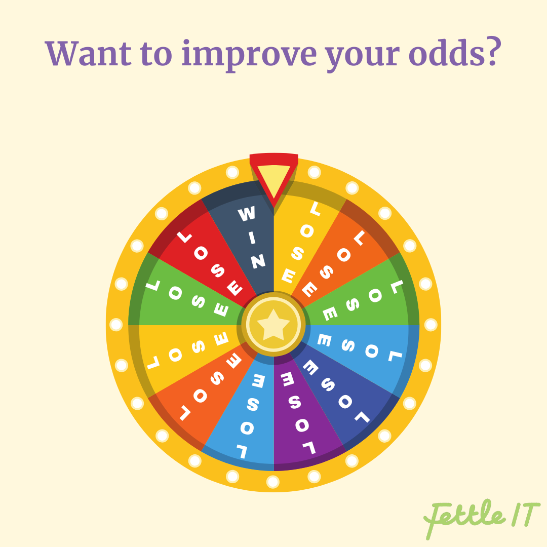 A wheel of fortune, where all the entries are labelled lose except one saying win, which the pointer has just stopped short of