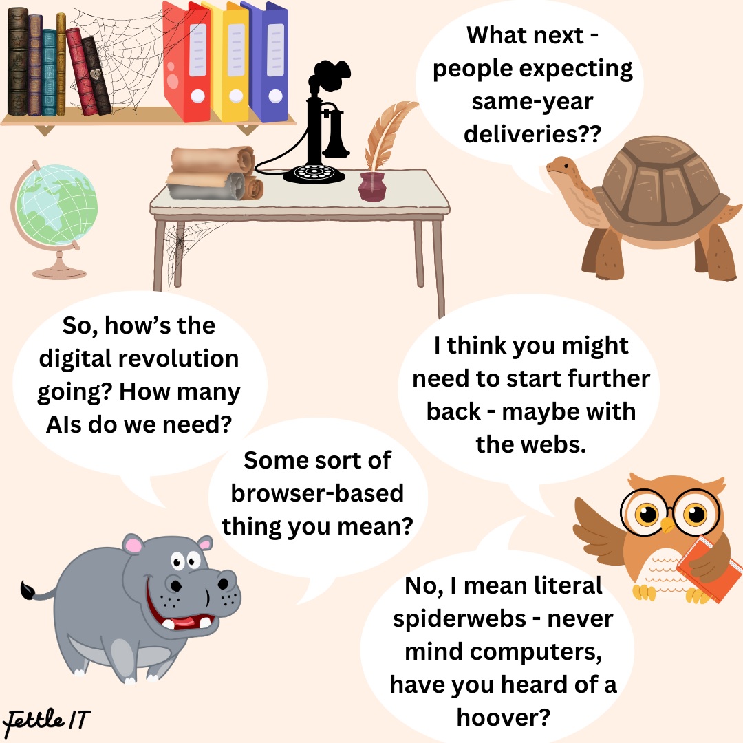 The business owner returns and the consultant suggests they start with something similar, like a hoover