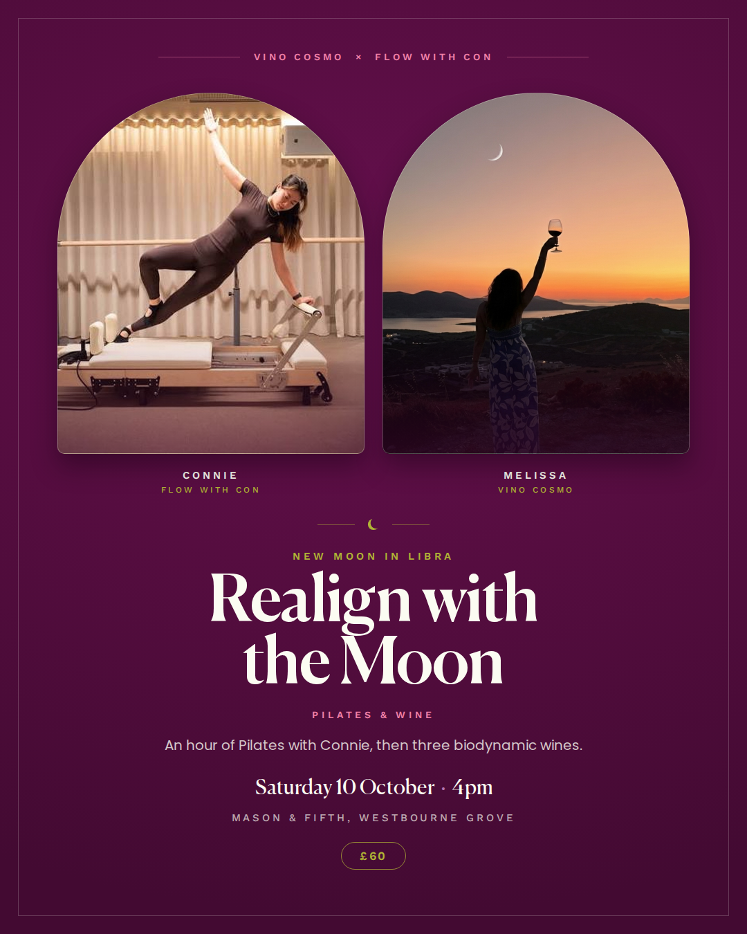 Realign with the Moon · Pilates & Wine