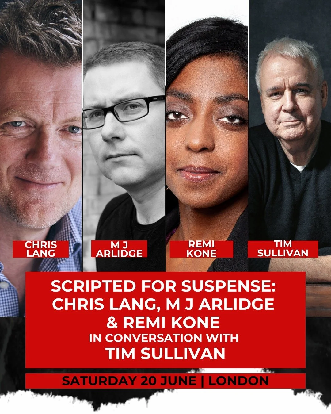 🚨Event spotlight:🚨 Scripted for Suspense: Crafting killer stories fit for the screen with Chris Lang &amp; M J Arlidge &amp; Remi Kone with moderator Tim Sullivan.

See this and over 30 more incredible events, only at Capital Crime Festival in Lond