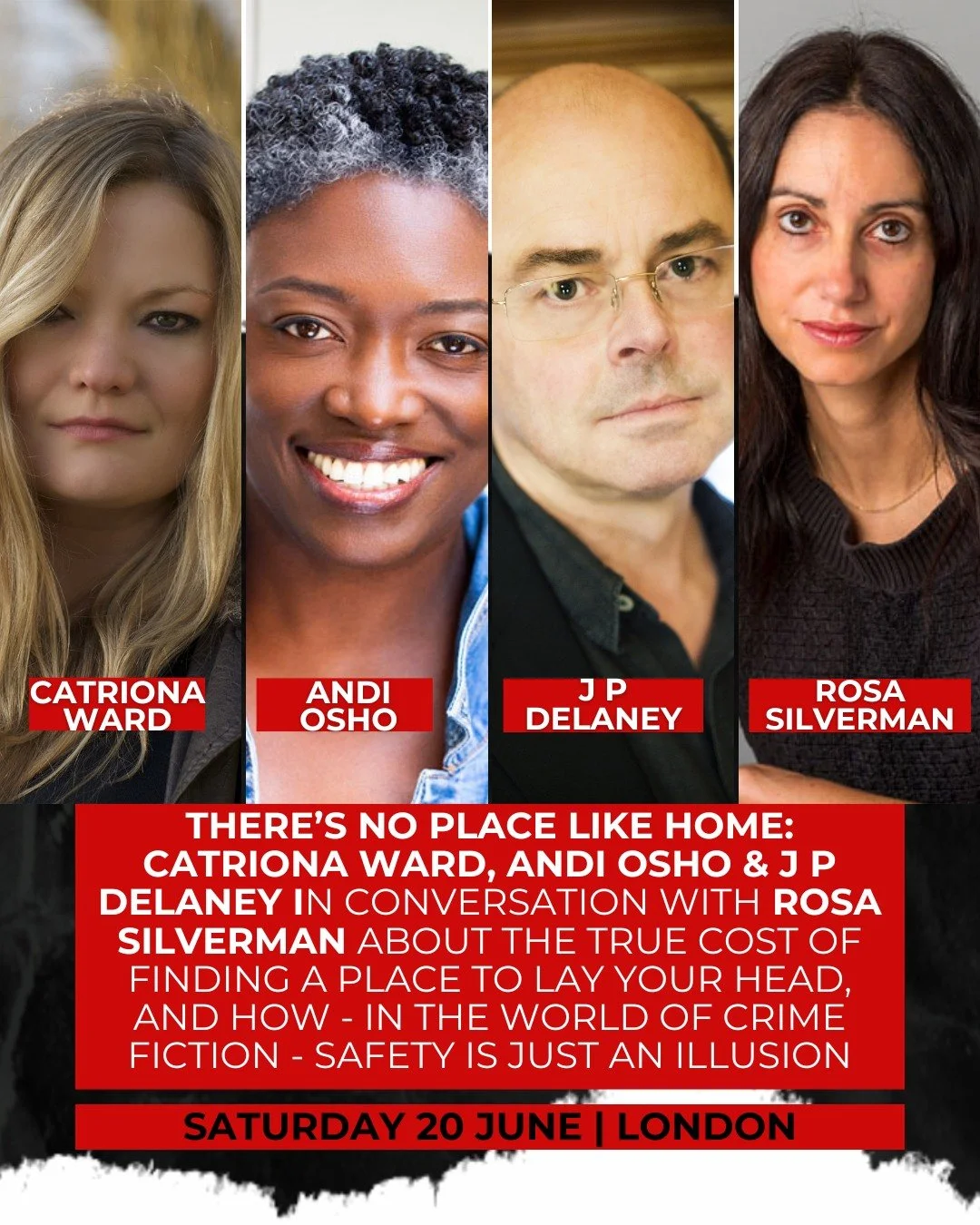 🚨There&rsquo;s No Place Like Home 🚨 Catriona Ward, Andi Osho and J P Delaney in conversation with Rosa Silverman about the true cost of finding a place to lay your head, and how - in the world of crime fiction - safety is just an illusion.

See thi