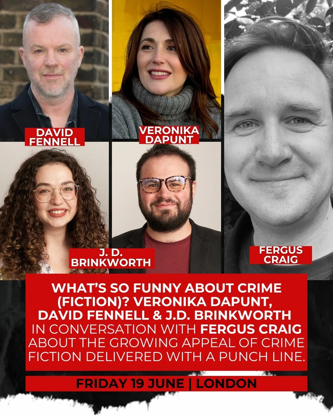 🚨What&rsquo;s so funny about crime fiction? Veronika Dapunt, David Fennell, J.D. Brinkworth in conversation with Fergus Craig about the growing appeal of crime fiction delivered with a punch line.

See this and over 30 more incredible events, only a