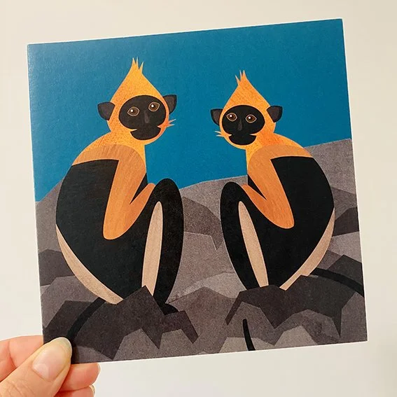 Cat Ba Langur Monkeys Greetings Card