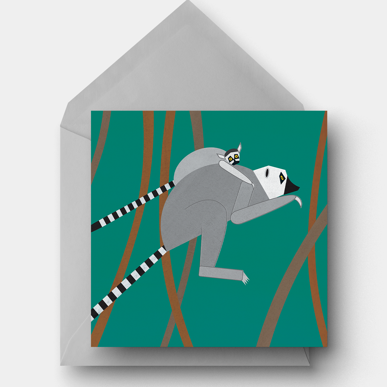 Leaping Lemurs Greetings Card