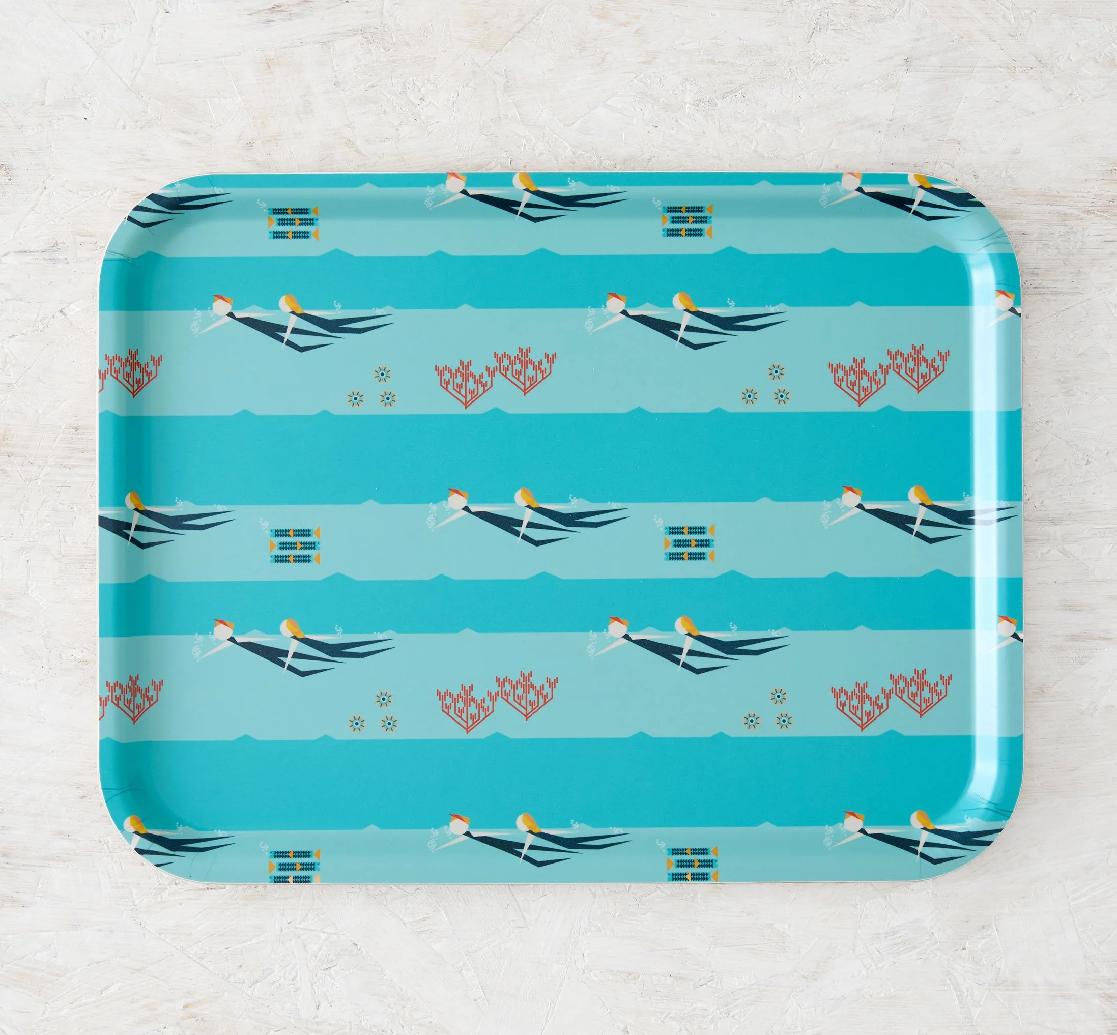 Large Wild Sea Swimmers Wooden Tray