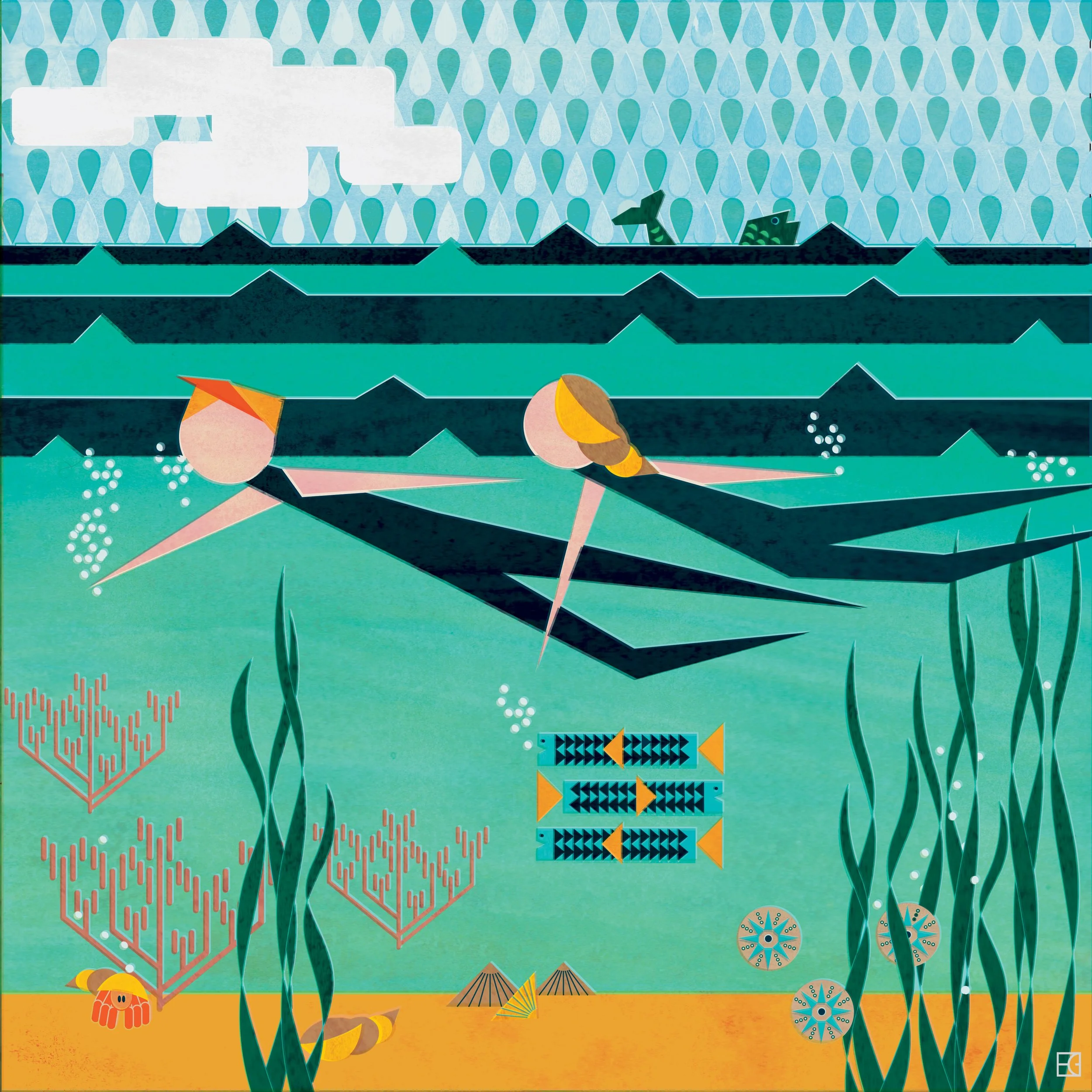 Splashy Birthday greeting card design