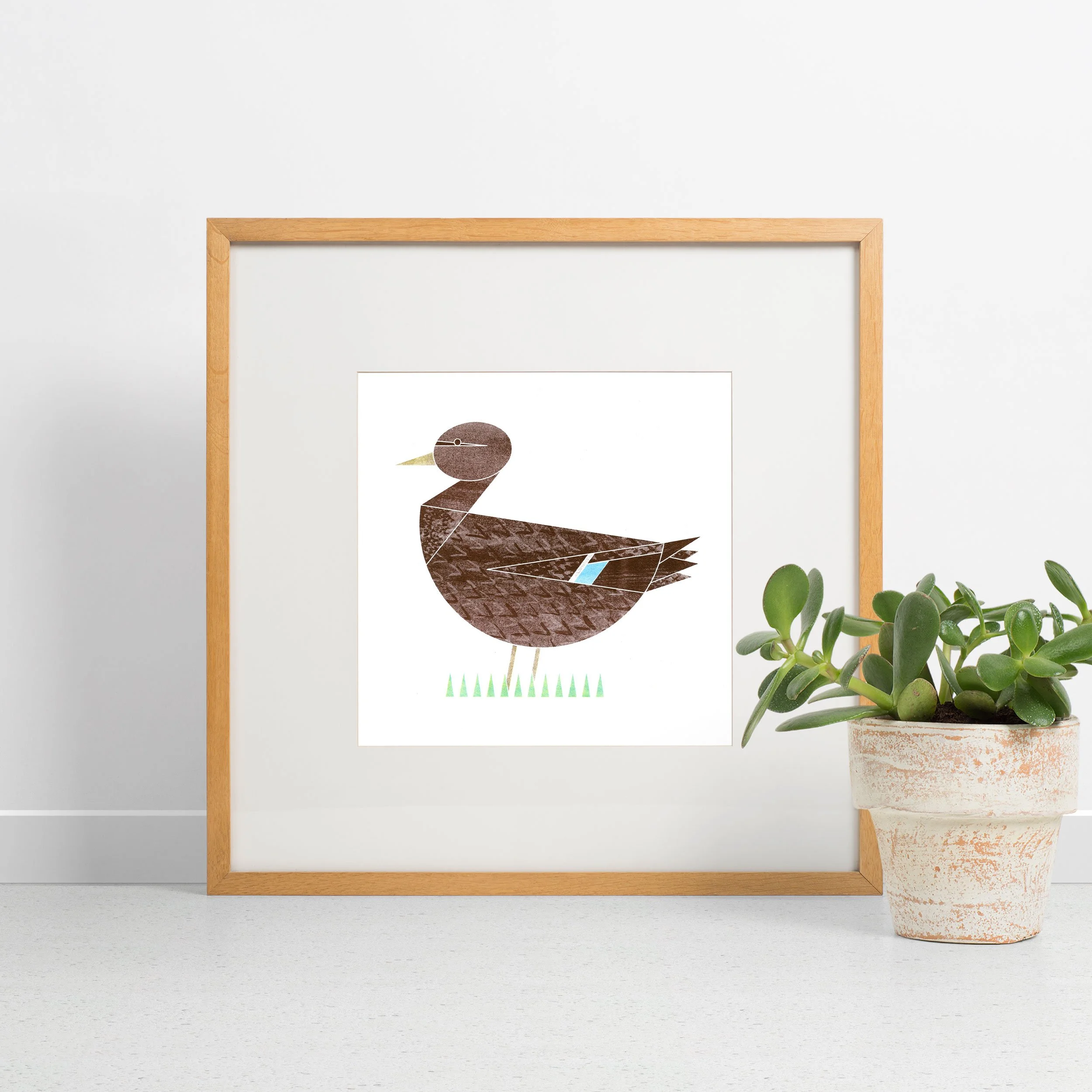 Lady Mallard Duck Risograph Print