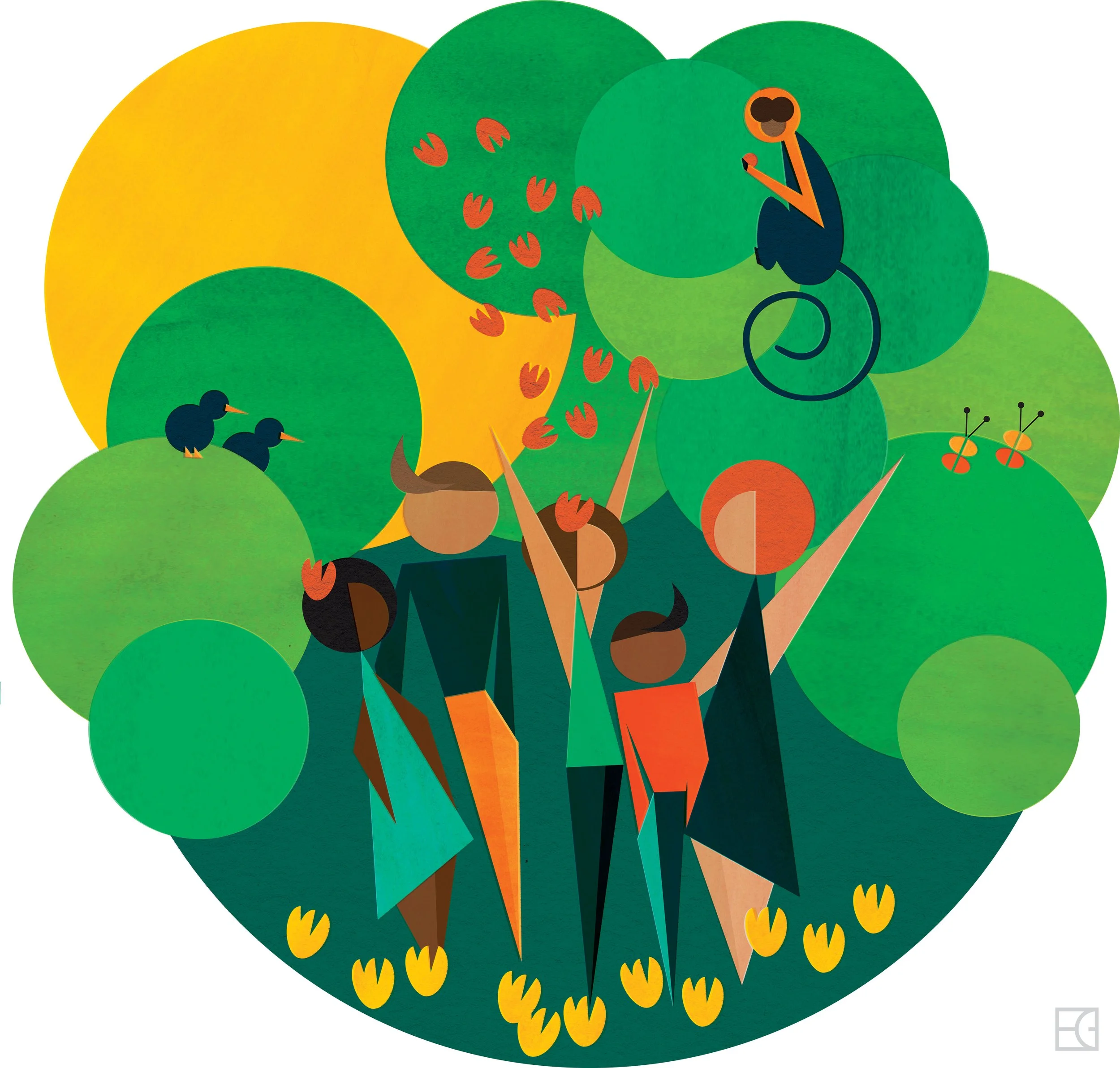 Earth Party People design for print and tea towel