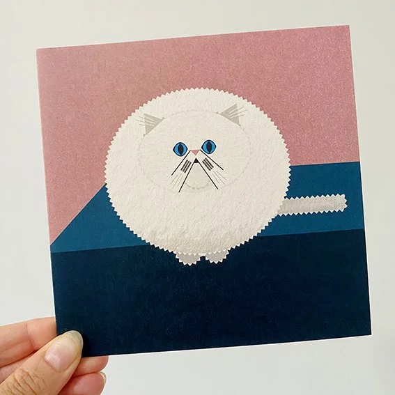 Fluffy White Persian Cat Greetings Card