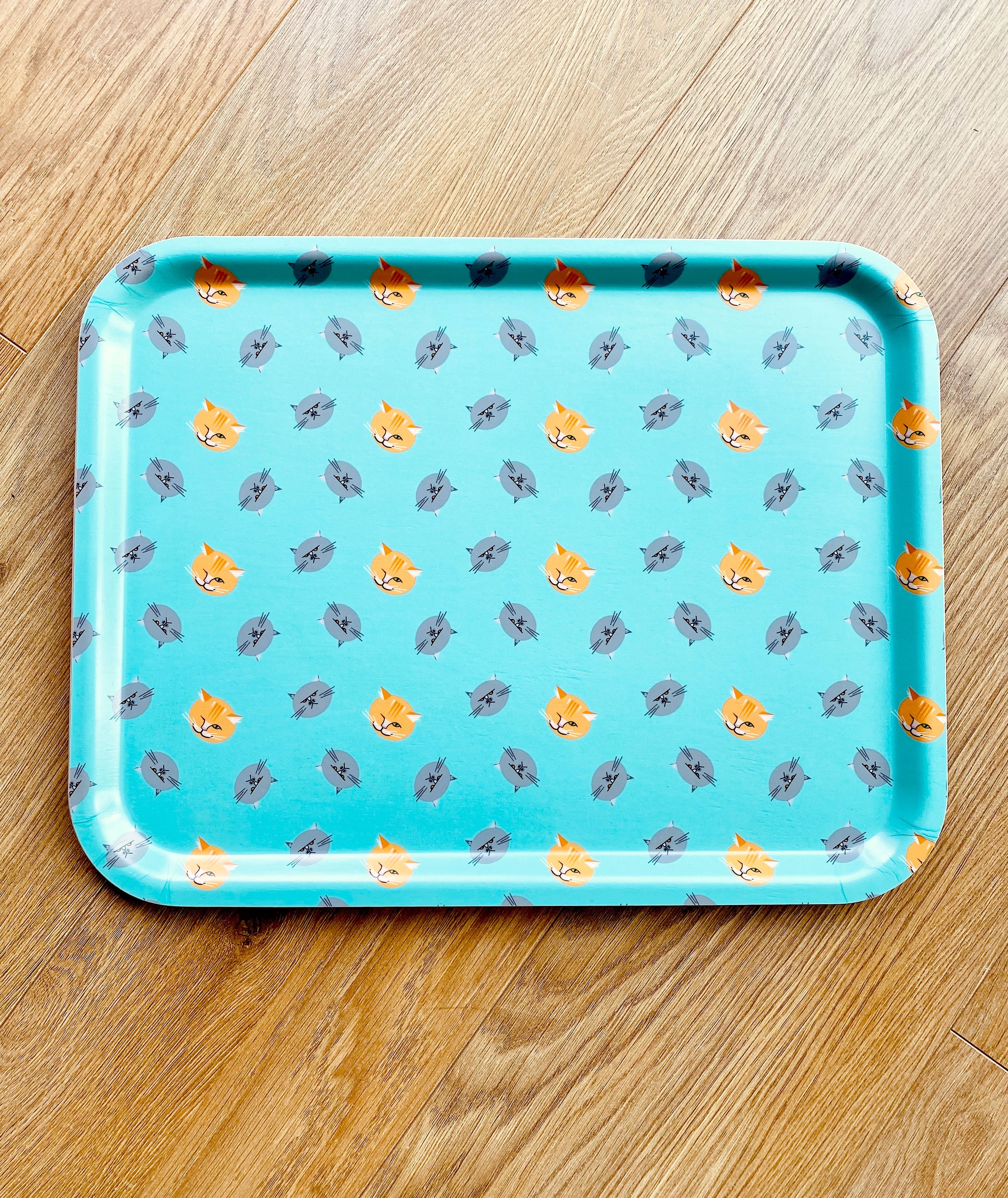 Large Cat Faces Wooden Tray