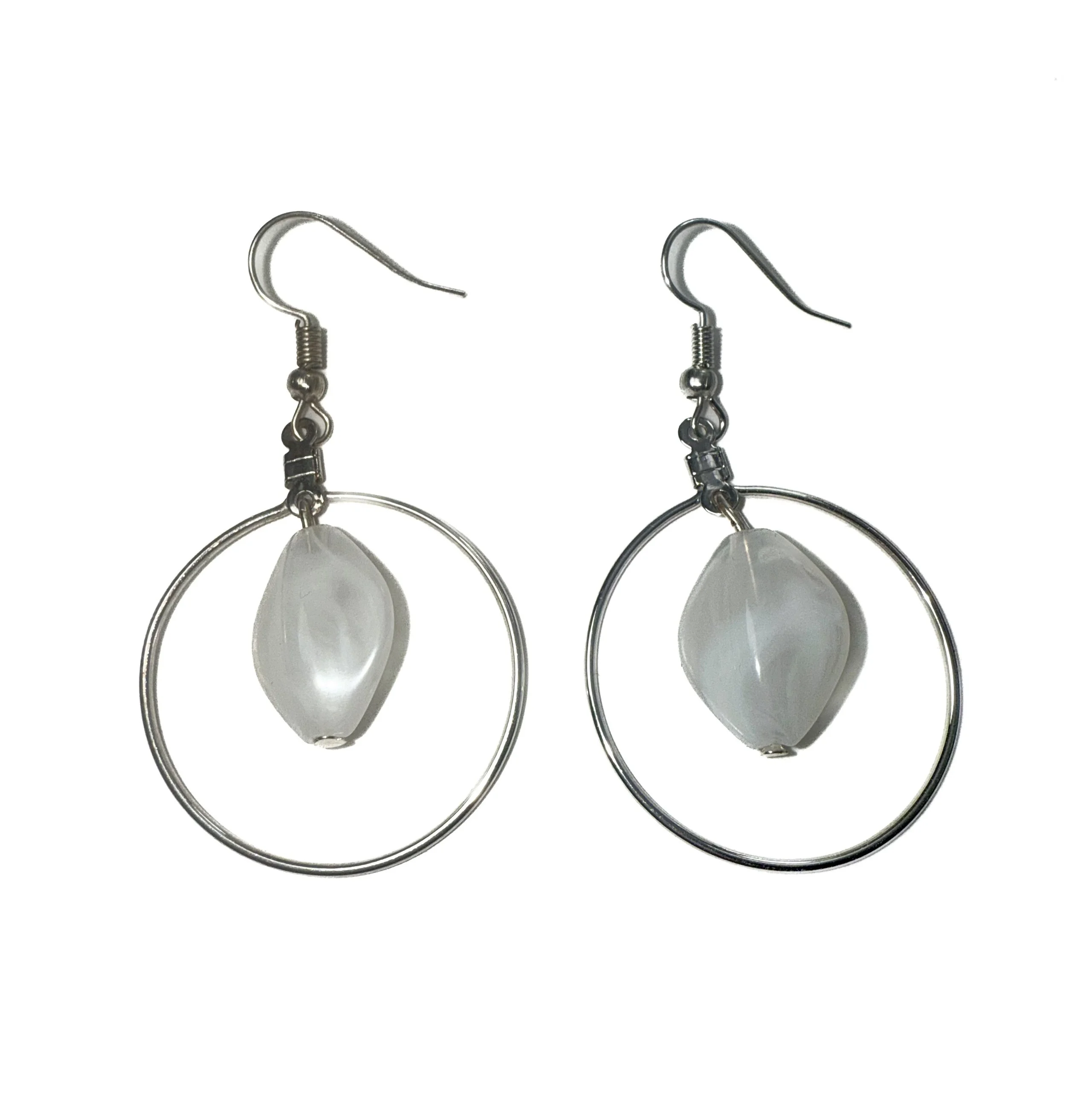 Elegant Silver Hoop & Crystal Drop Earrings