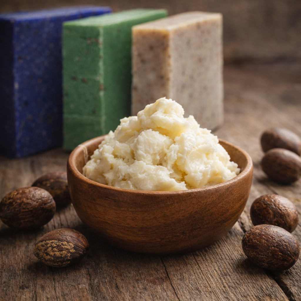Shea butter on table