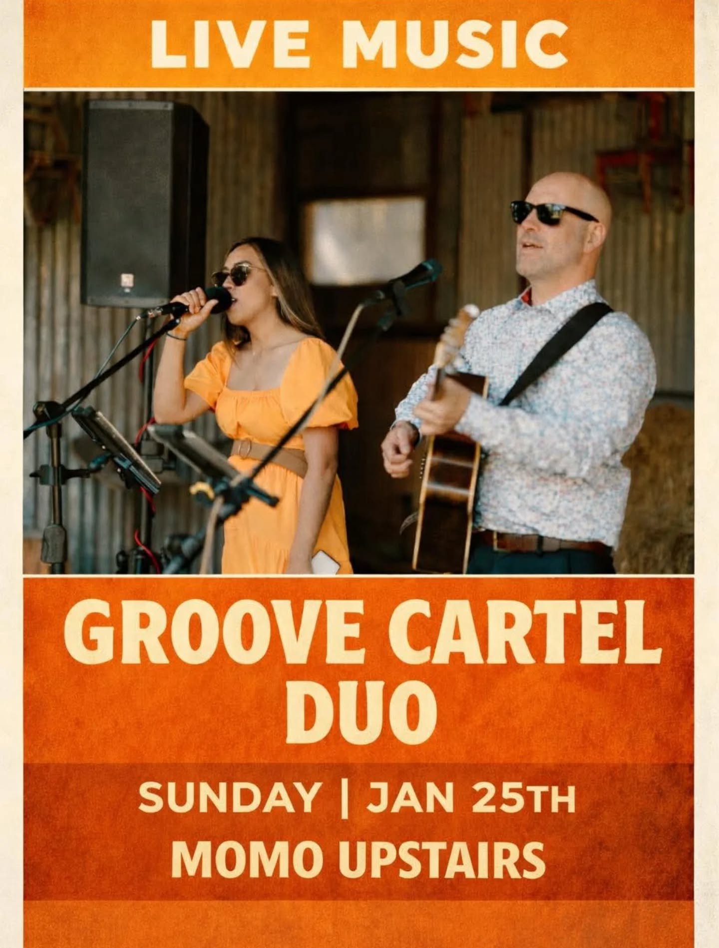 Local, live and free! Come down to @momotraralgon on Sun 25/1/26 to see @therealdannyeddy and @phoebetrinidad serenade you into your (hopefully) day off ☀️ 🎶