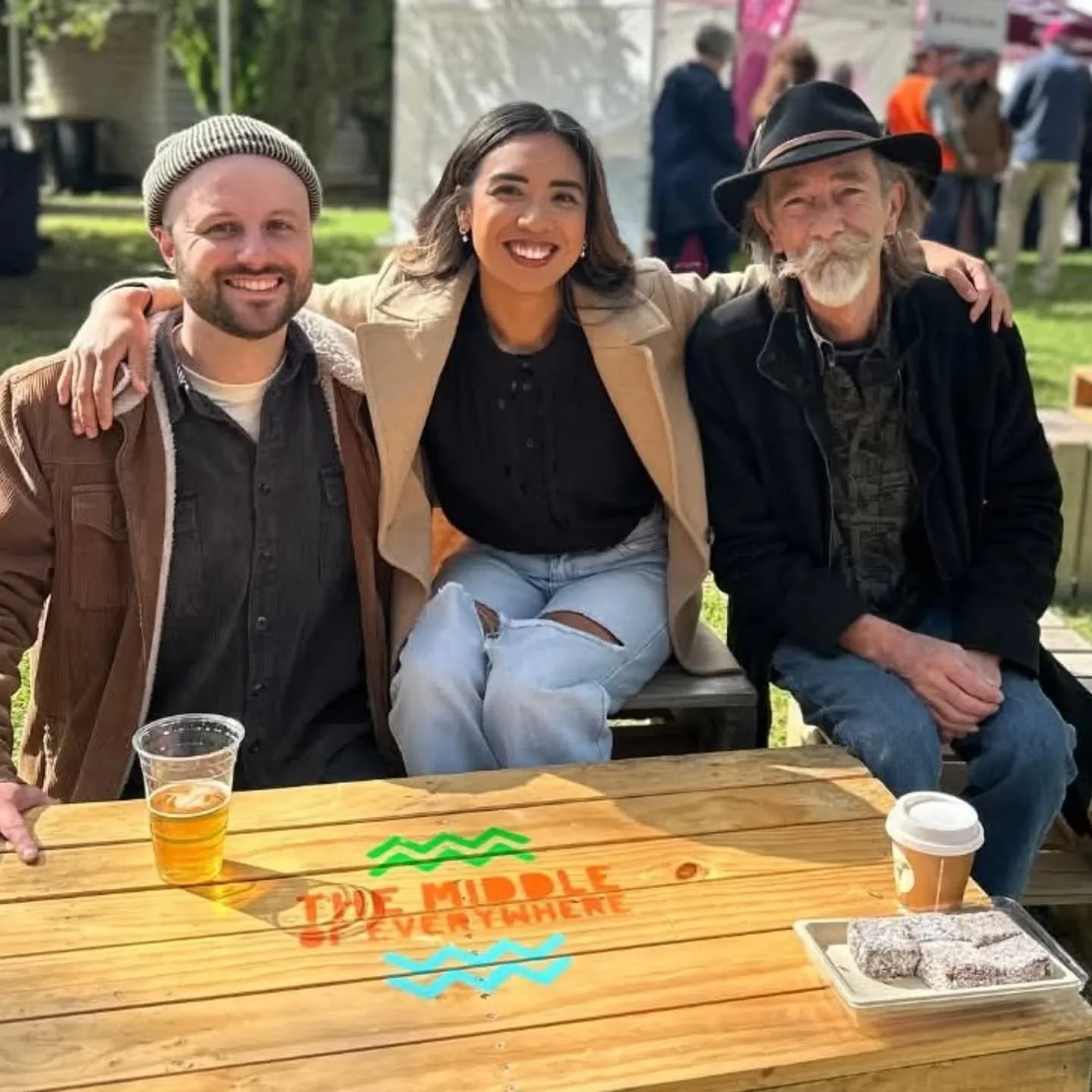Phoebe &amp; Miles with good friend and fellow legend drummer, Steve Schulz, at the @tinambafoodandwinefestival on Sunday!!! We had a killer day and Miles ate his drum feature song "Runaway Baby" and left no crumbs 🍞