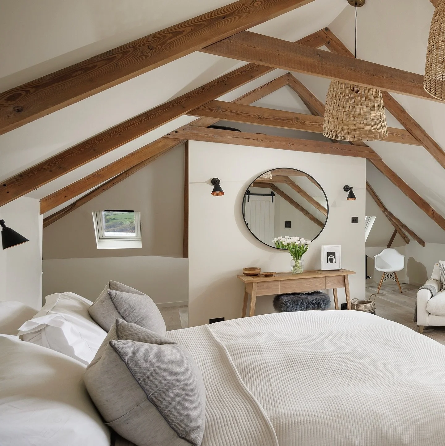 Converting this underutilised loft space for the master suite gave this farmhouse property a major upgrade. The light and airy room complete with open-plan dressing area, discretely hidden by a partition wall gave that luxurious, yet understated appe