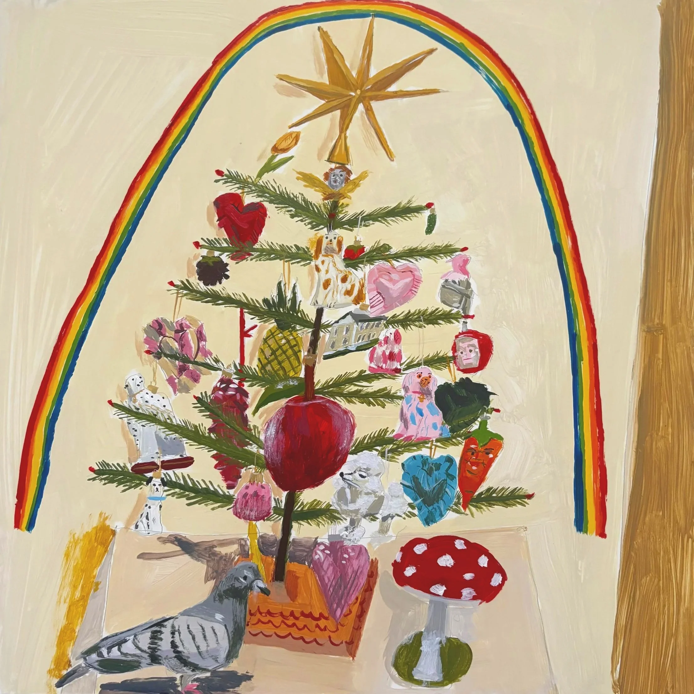 The Gay Christmas Tree, Acrylic on Panel, 12x12”, 2025